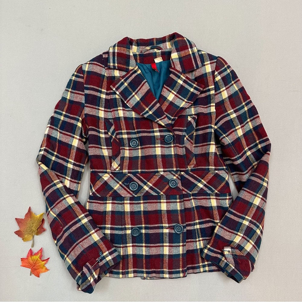 DIVIDED plaid wool peacoat jacket, women’s S.